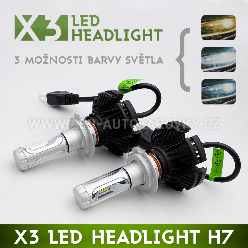 LED headlight H7 - F3-X3 7200lm 60w IP67 - 3000k / 6500k / 8000k