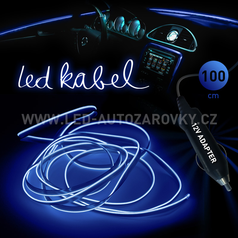 Svítící elektrický kabel - drát, 100cm, barva modrá 12V G