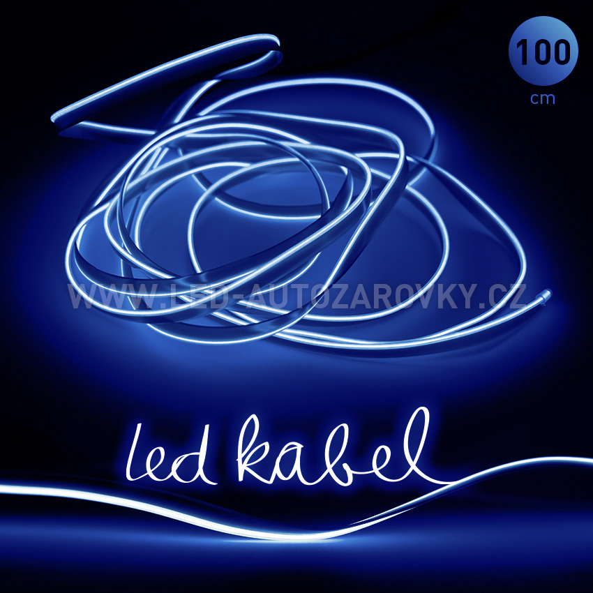 Svítící elektrický drát - kabel, 100cm, barva modrá, 12V G