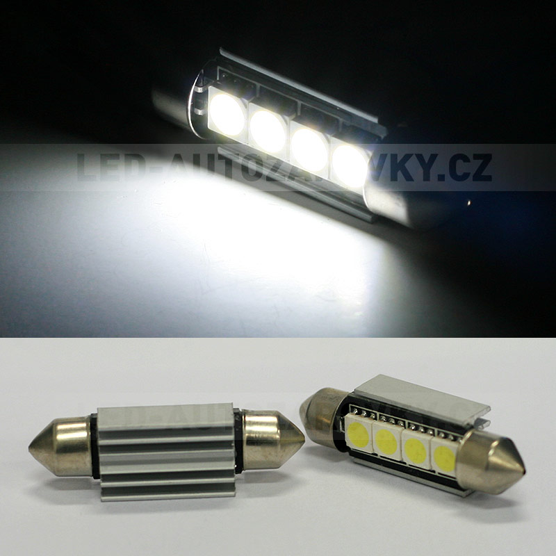 CAN-BUS sufitka bílá - Super Light, 4 SMD LED, 44mm, 1ks