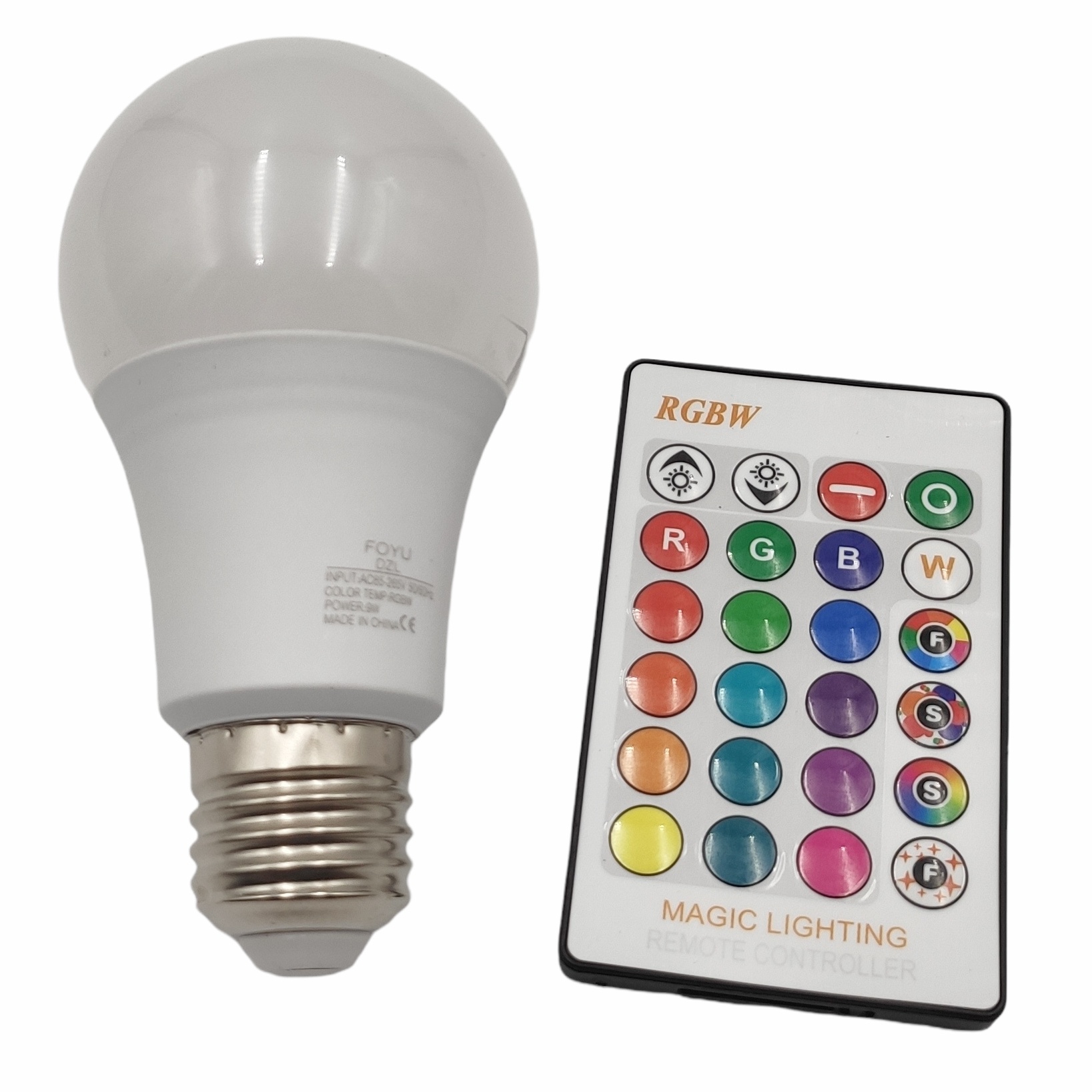 LED RGB žárovka E27 7W 2v1 s dálkovým ovladačem