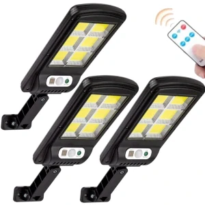 Sada 3ks solární světlo s čidlem pohybu, 120 COB LED, solární venkovní lampa