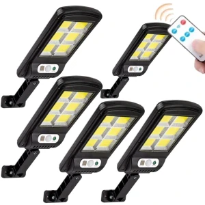 Sada 5ks solární světlo s čidlem pohybu, 120 COB LED, solární venkovní lampa