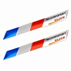 2x Samolepka 3D Motorsport SLINE Francie Motorsport Sline, barva stříbrná/france - vhodná na auto, motorku, na nábytek, na sešit