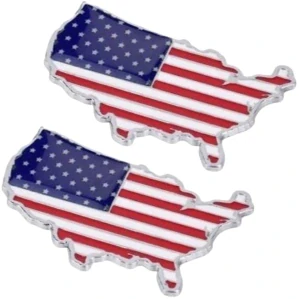 2x Samolepka 3D chrom barva - USA