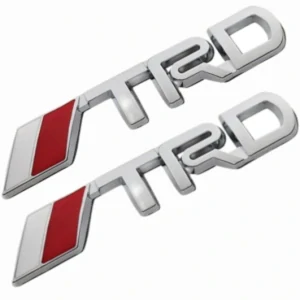 2x Samolepka 3D TRD, barva chrom - vhodná na auto, motorku, na nábytek, na sešit