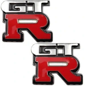 2x Samolepka 3D GT R, barva černá/chrom/červená