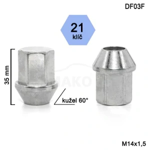 Kolová matice M14x1,5 kužel zavřená, klíč 21