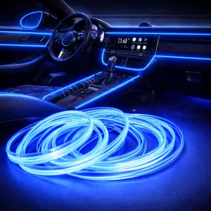 Svítící elektrický kabel USB, 3m, barva modrá, 12V