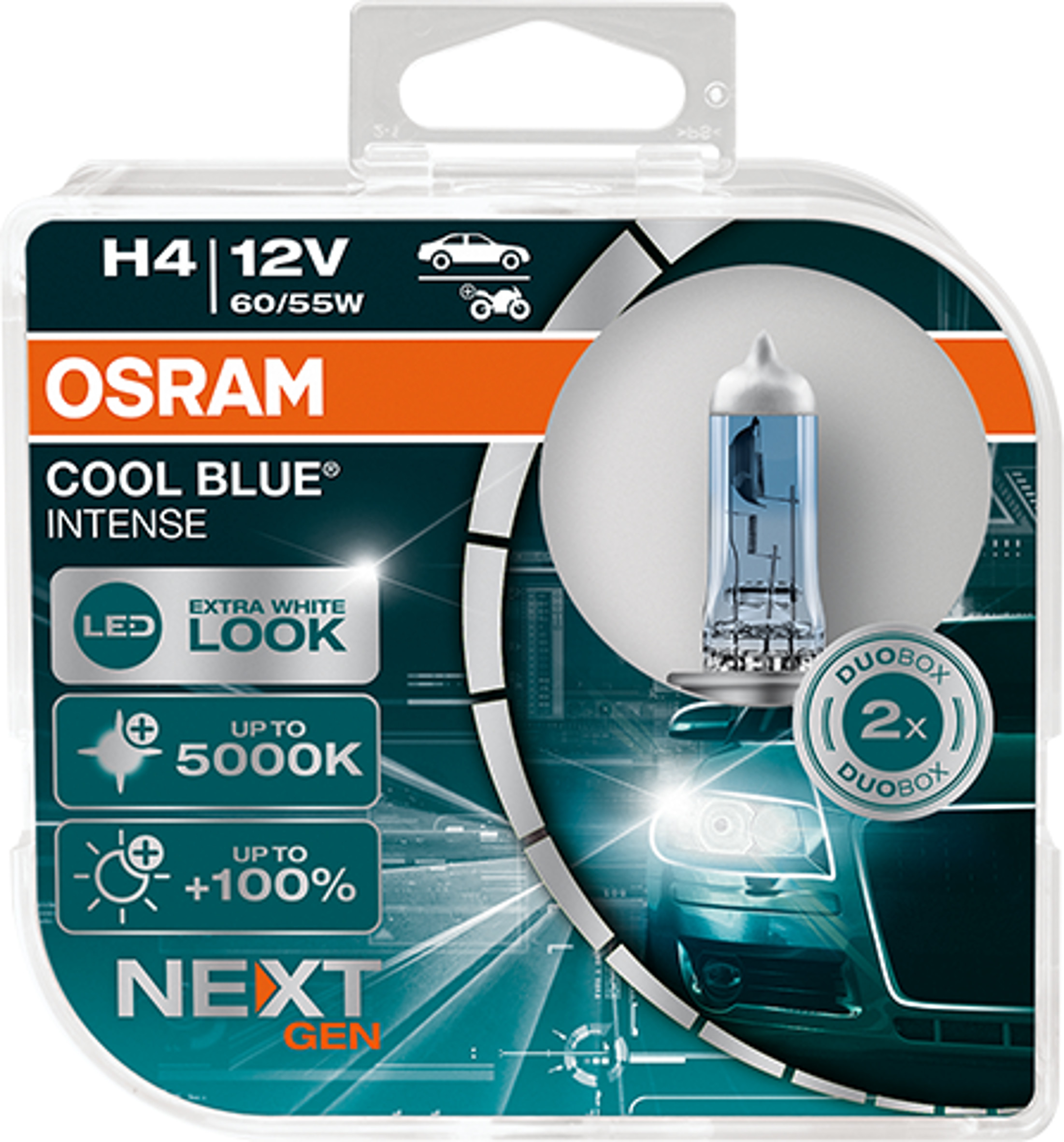Autožárovky H4 OSRAM Cool Blue Intense NextGeneration 5000K +100% 12V - 60/55W