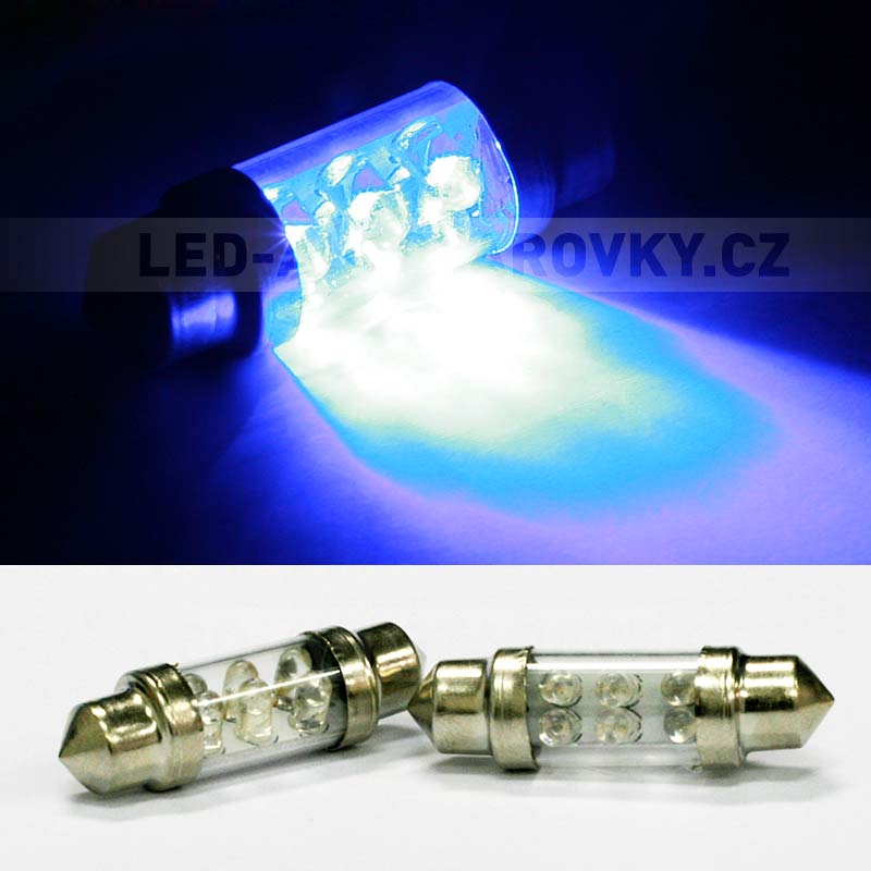 Sufitka modrá, 6 LED, 39mm, 1ks 
