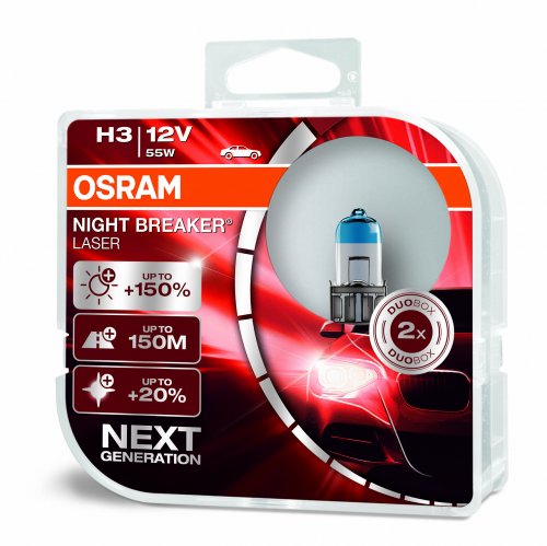 Osram H3 Night Breaker Laser +150% PK22s 12V 55W 2ks 64151NL-HCB