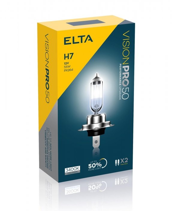 Autožárovky H7 Elta VisionPro +50% 12V 55W