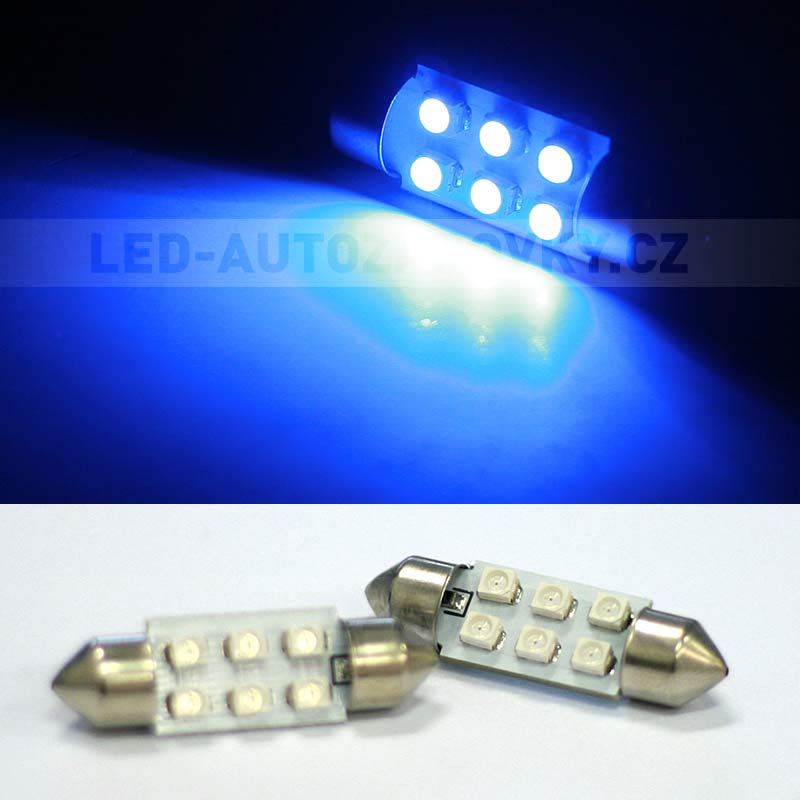 Sufitka modrá - Super 6xSMD LED, 39mm