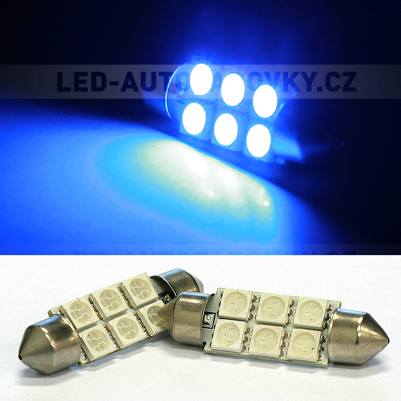 Sufitka modrá - Super 6xSMD LED SINGLE, 39mm
