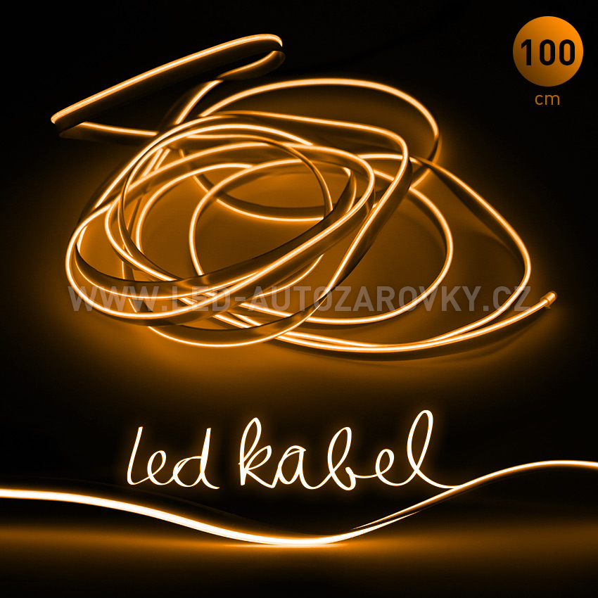 Svítící elektrický drát - kabel, 100cm, barva oranžová, 12V