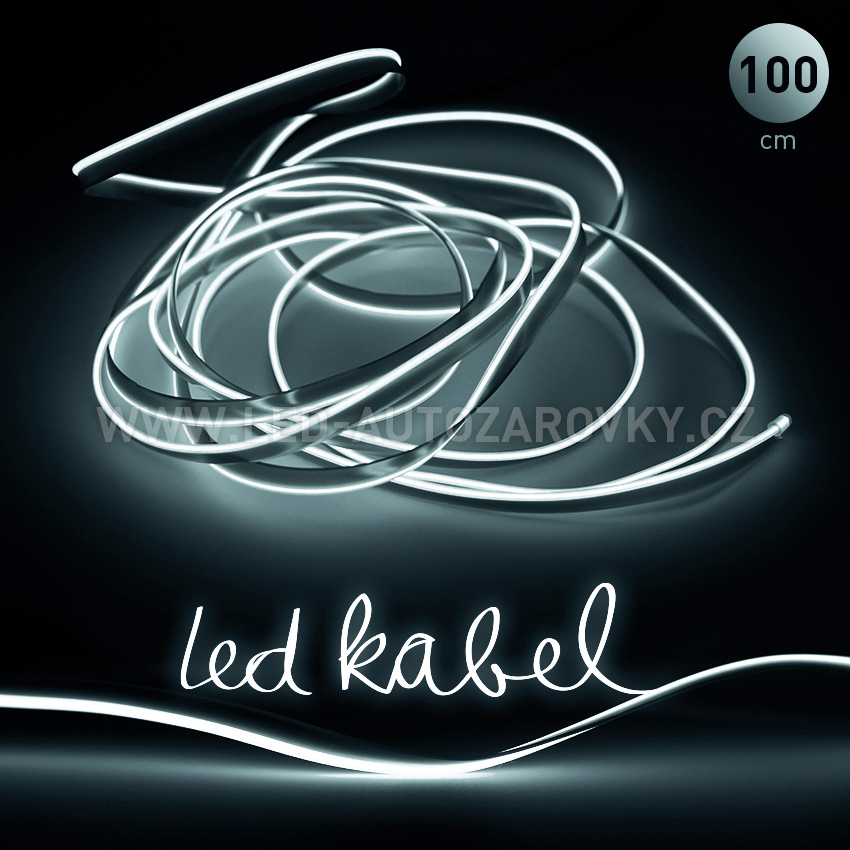 Svítící elektrický drát - kabel, 100cm, barva bílá, 12V