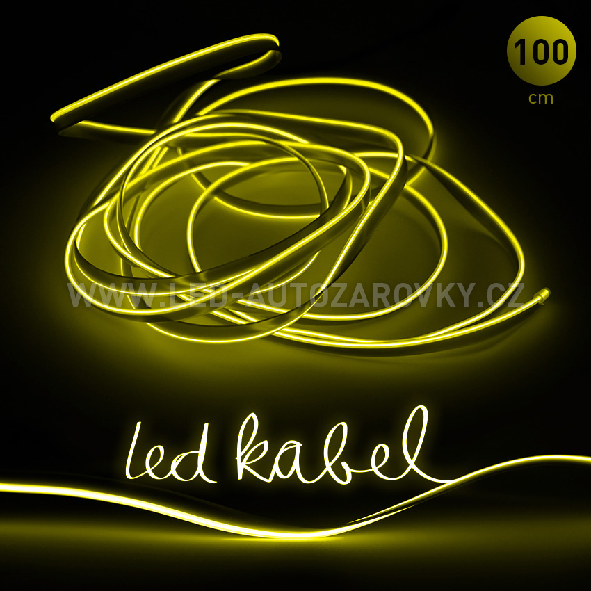 Svítící elektrický drát - kabel, 100cm, barva žlutá, 12V