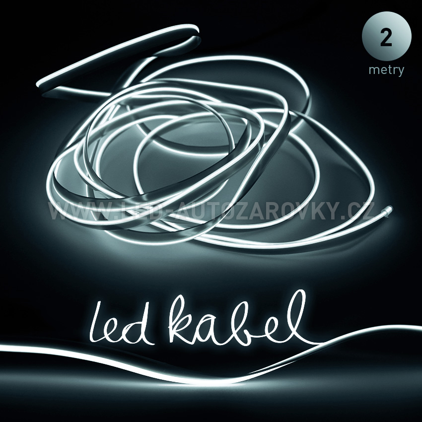 Svítící elektrický drát - kabel, 2m, barva bílá, 12V