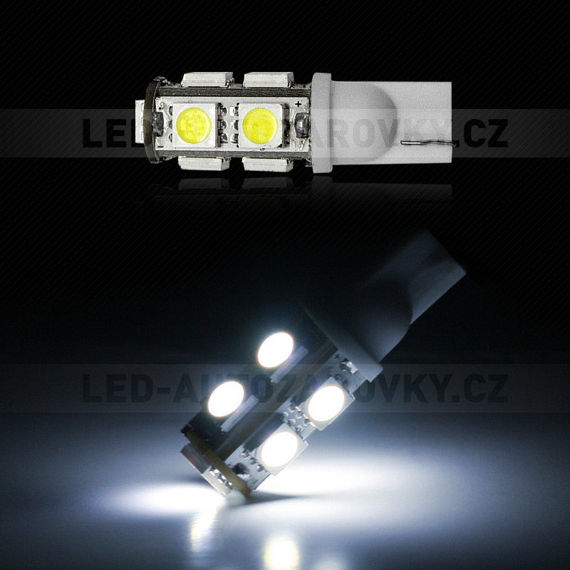 LED T10 - 9 x LED SMD BÍLÉ - bezpaticové, 1ks