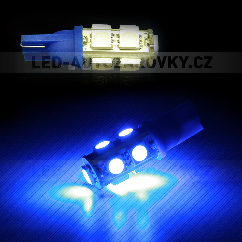 LED T10 - 9 x LED SMD MODRÉ - bezpaticové, 1ks