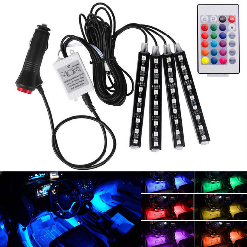 LED RGB osvětlení do interiéru aut, 17cm s dálkovým ovládáním
