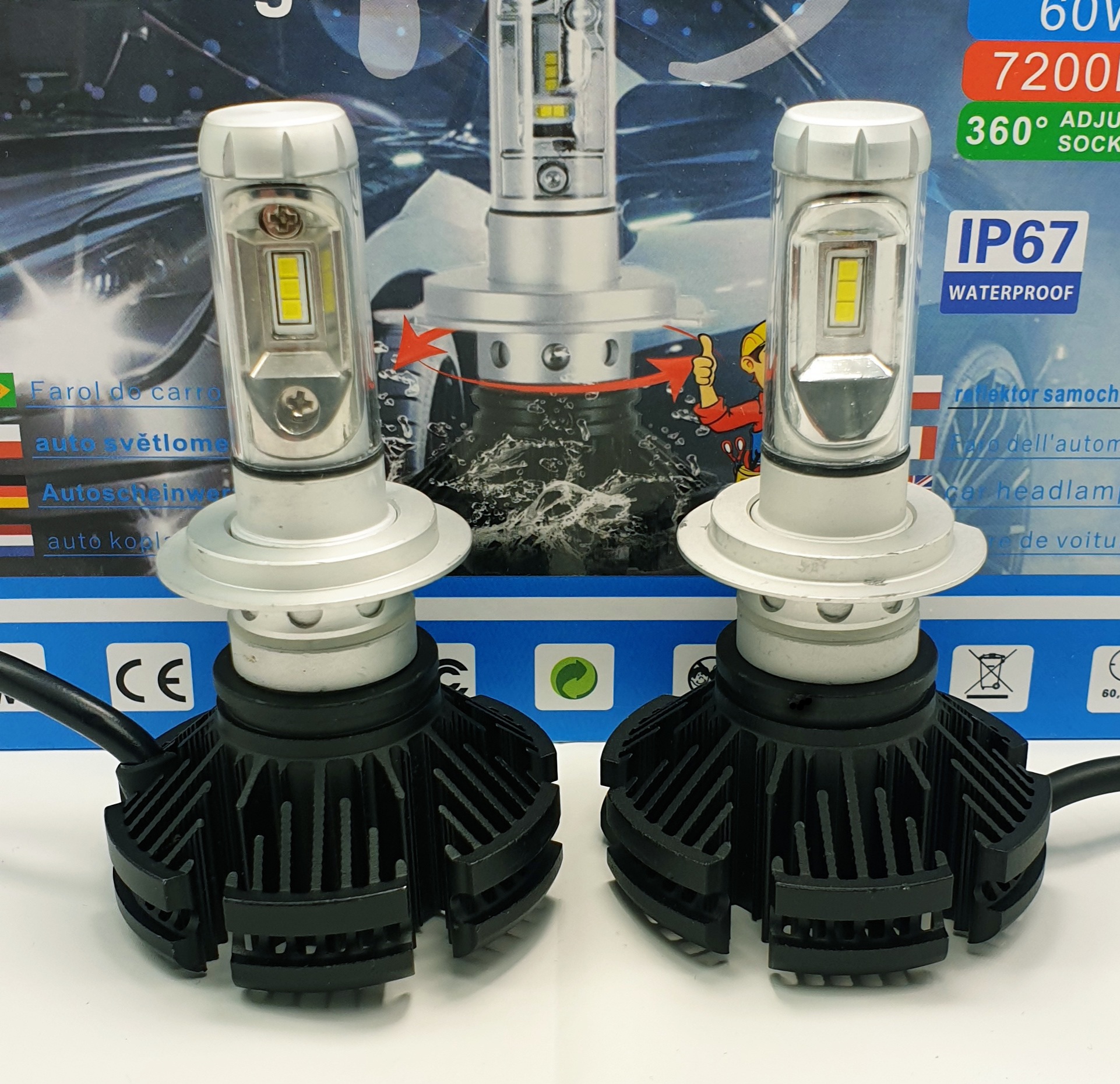 LED headlight H7 - F3-X3 7200lm 60w IP67 - 3000k / 6500k / 8000k