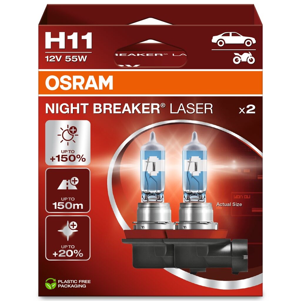 Osram H11 Night Breaker Laser +150% PGJ19-2 12V 55W 2ks  64211NL