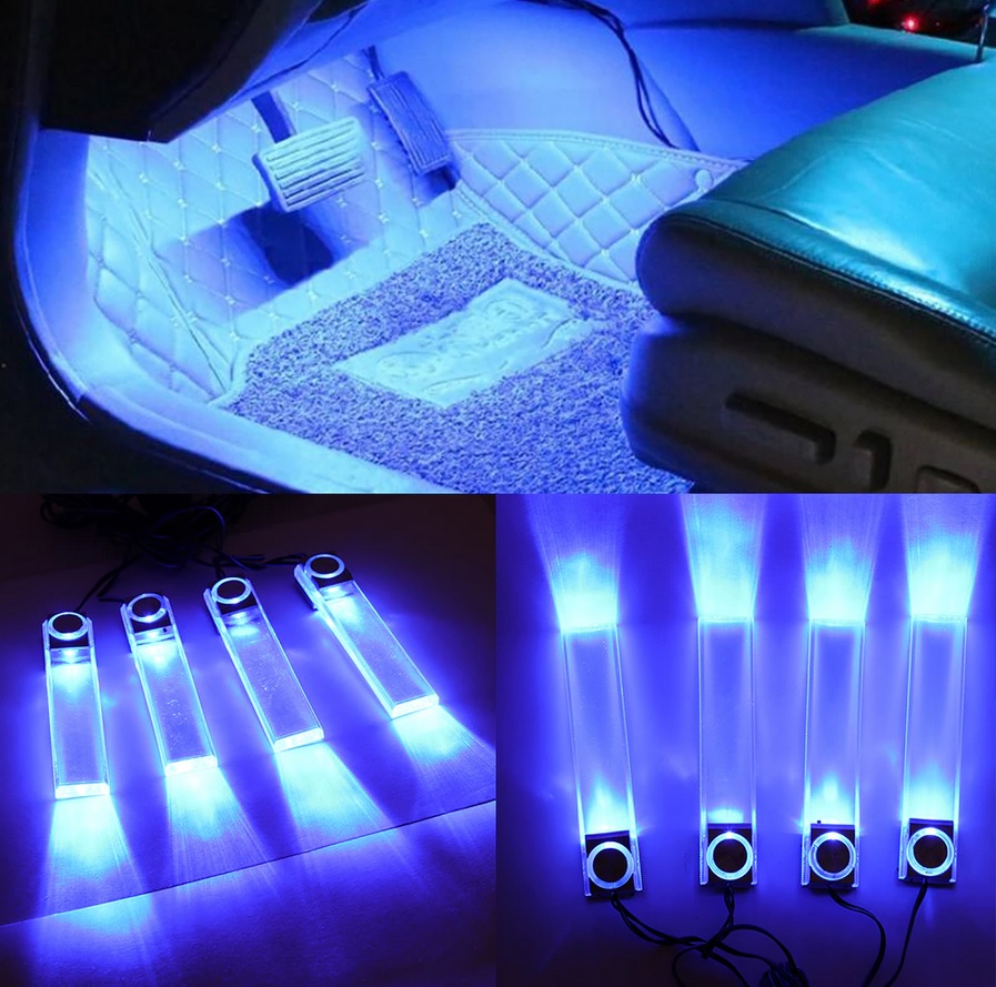 LED osvětlení do interiéru aut, barva modrá, 12V