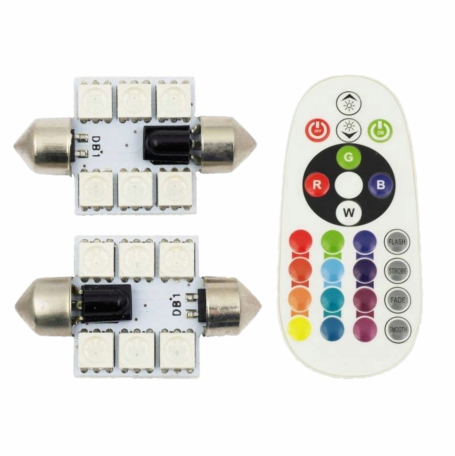 Sufitka LED RGB 39mm 6 SMD s dálkovým ovladačem, 2ks