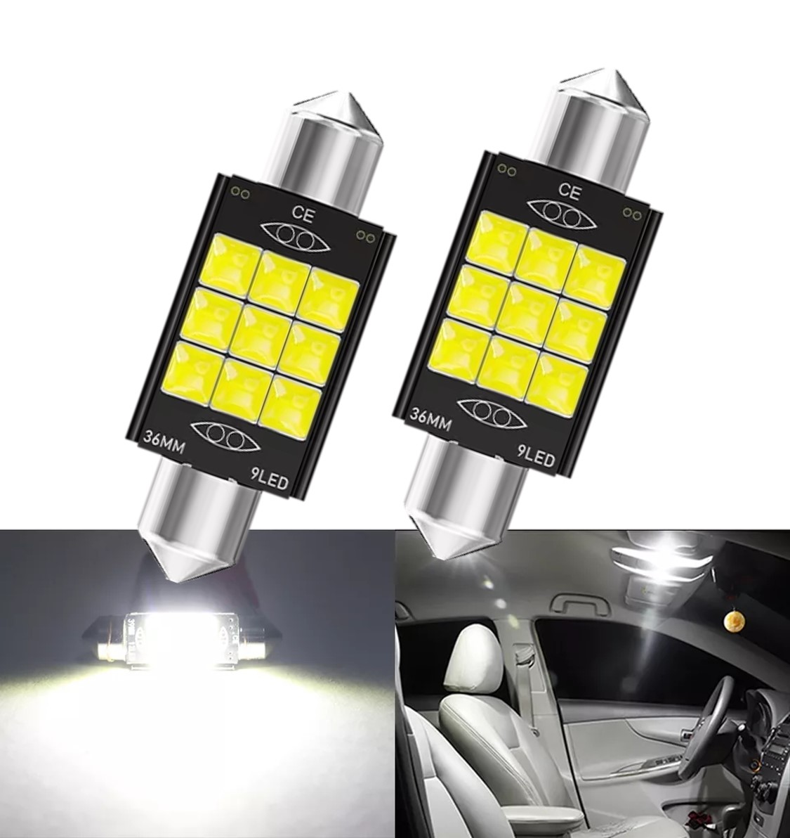 CAN-BUS sufitka bílá, 9 SMD LED, 36mm, 1ks