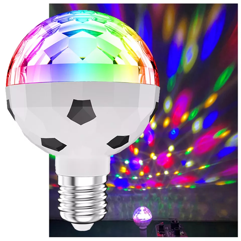 LED RGB disco koule - otočná žárovka E27
