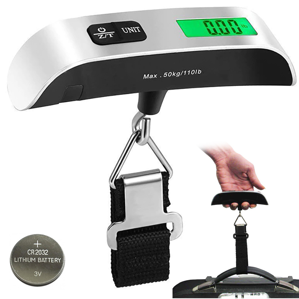 Digitální váha na zavazadla, teploměr, do 50kg ±10g