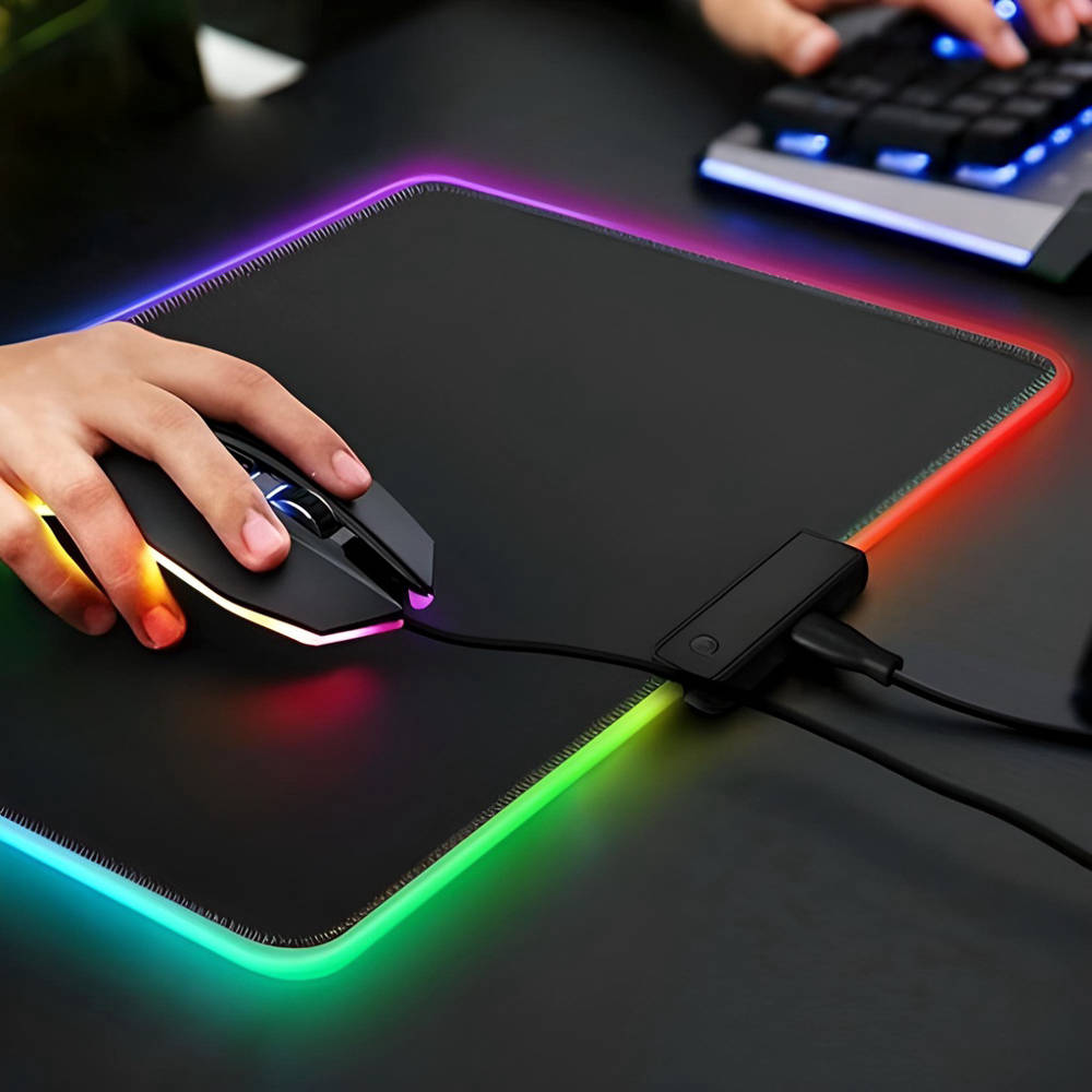 Herní podložka pod myš 35x25cm, RGB LED podsvícení, 13 režimů svícení
