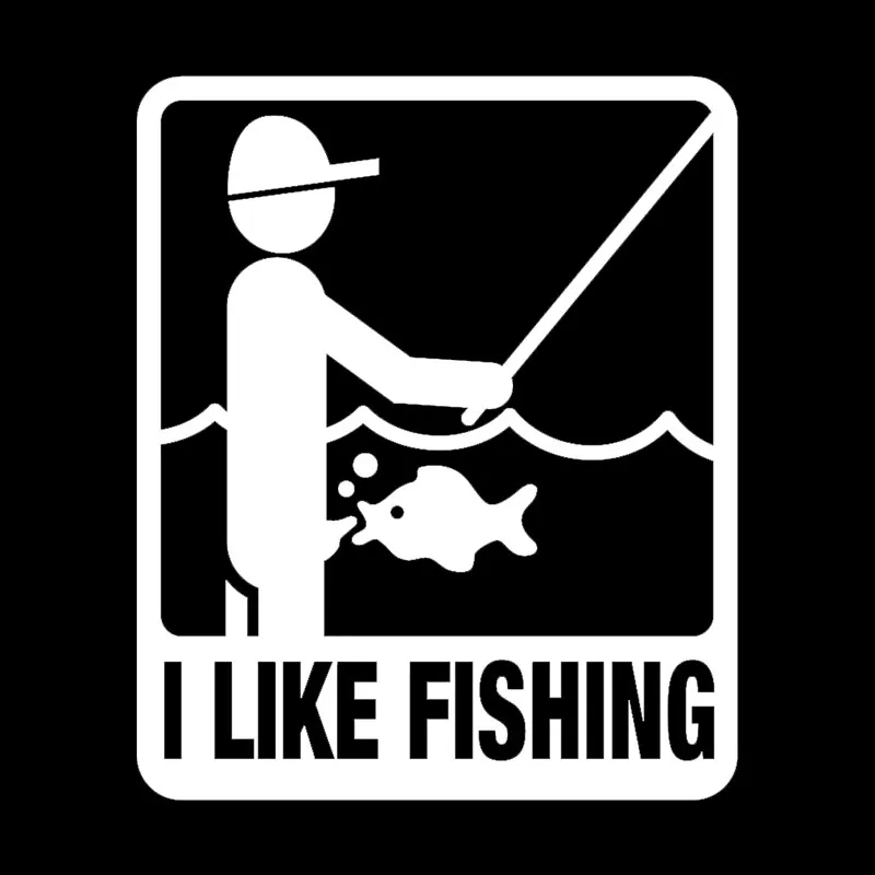 Samolepka I LIKE FISHING 15cm bílá