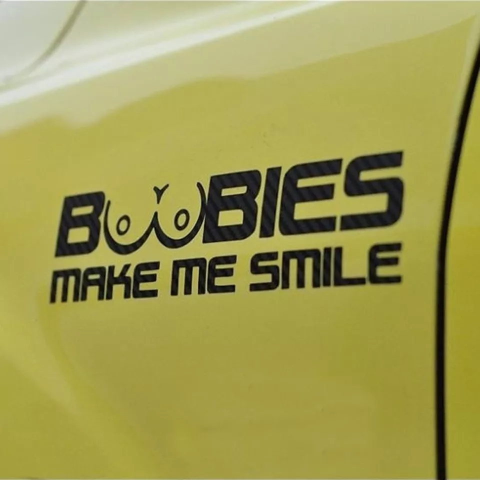 Samolepka BOOBIES MAKE ME SMILE 20x5cm černá