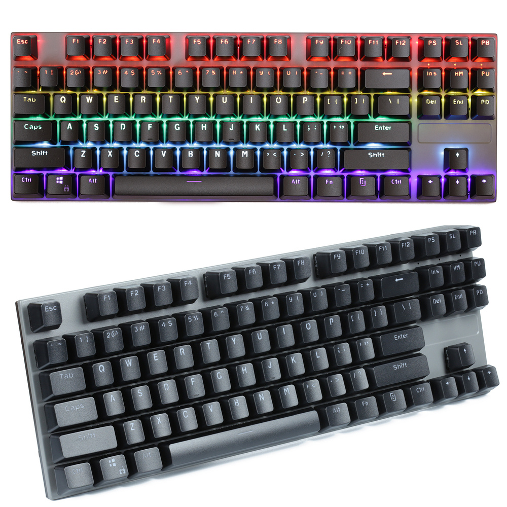 Herní mechanická klávesnice s RGB LED podsvícením, krátké, modré spínače