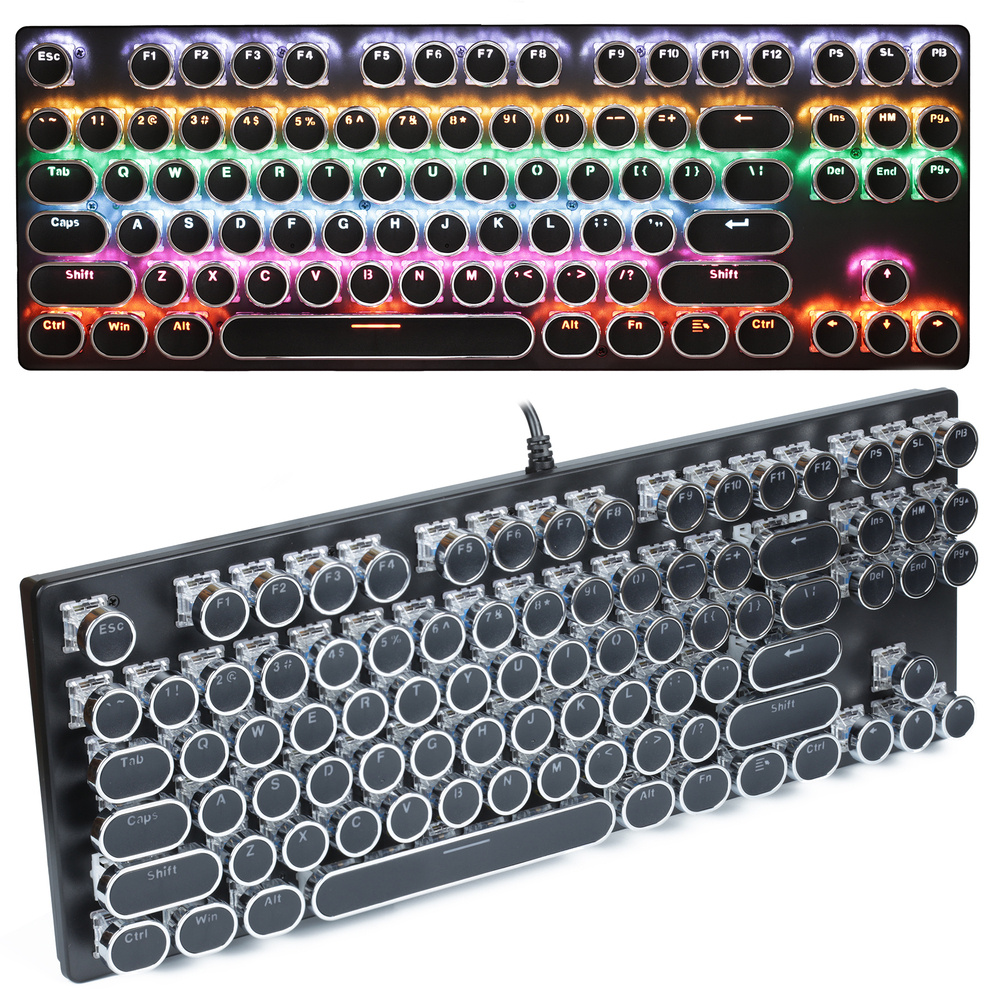 Mechanická herní klávesnice v retro stylu s RGB LED podsvícením a krátkými modrými spínači