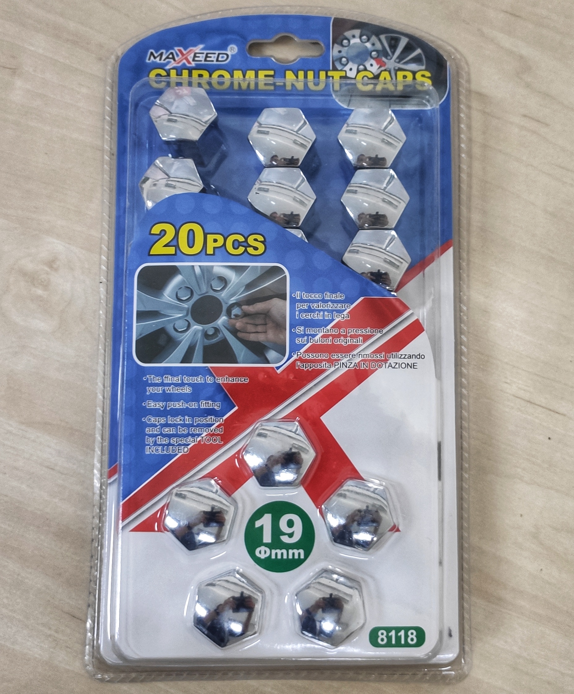Krytky na šrouby, velikost 19mm, stříbrné, sada 20ks
