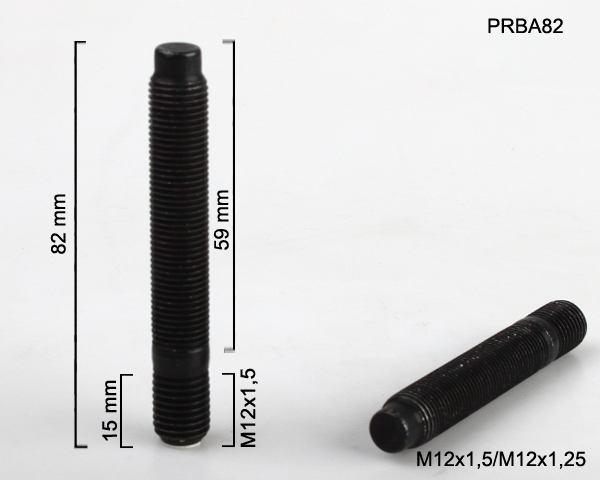Kolový Svorník M12 x 1,5 x 15/M12 x 1,25 oboustranný závit, černý, celková délka 82mm