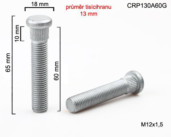 Kolový Svorník M12x1,5x60mm, průměr tisicíhranu 13mm