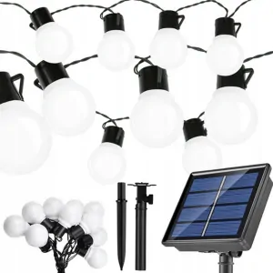 LED solární zahradní girlanda 10 LED žárovek, 5m teplá bílá