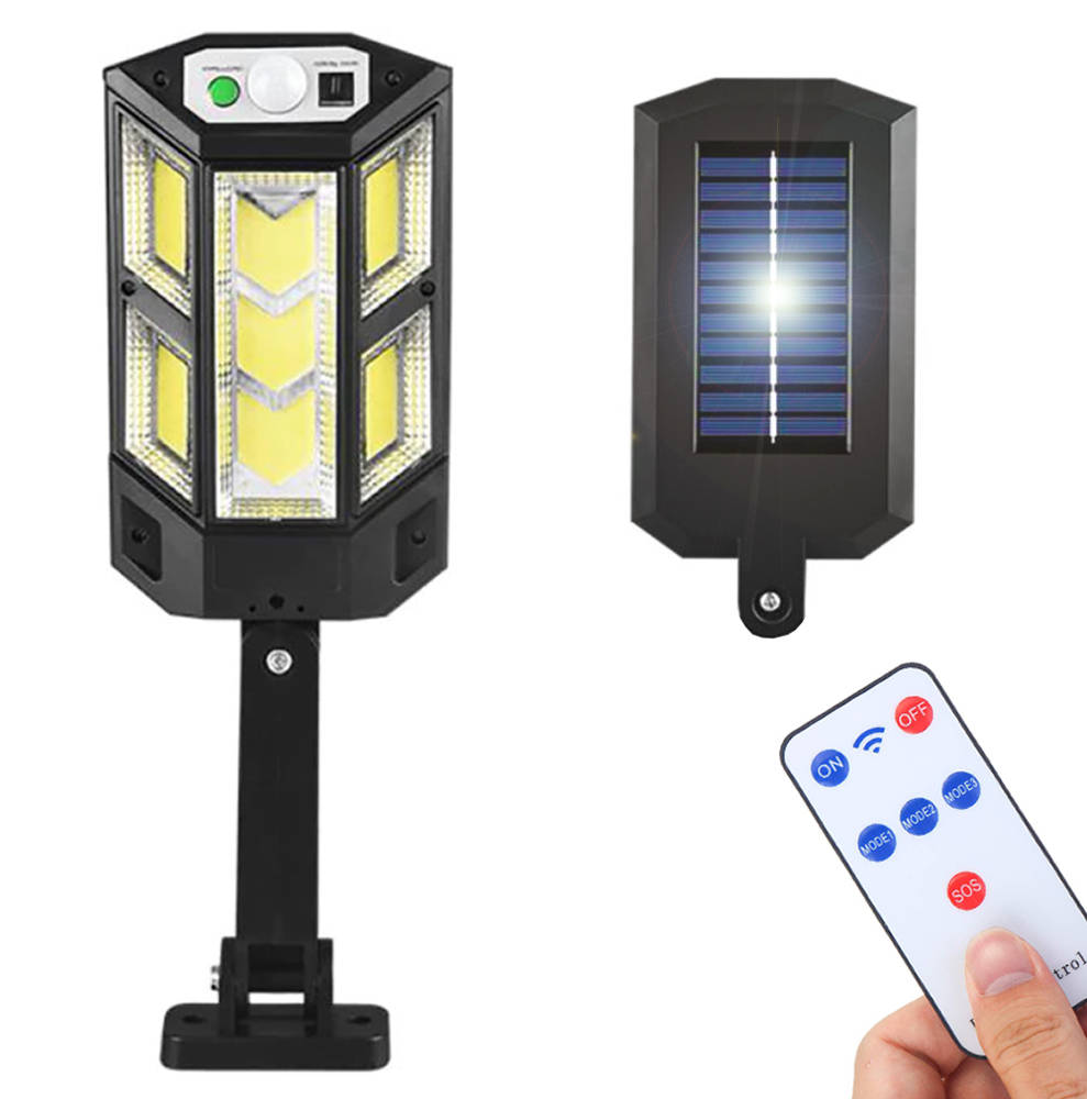 Zahradní solární LED světlo s pohybovým a soumrakovým senzorem ve velikosti S, IP65 59 COB LED s dálkovým ovládáním