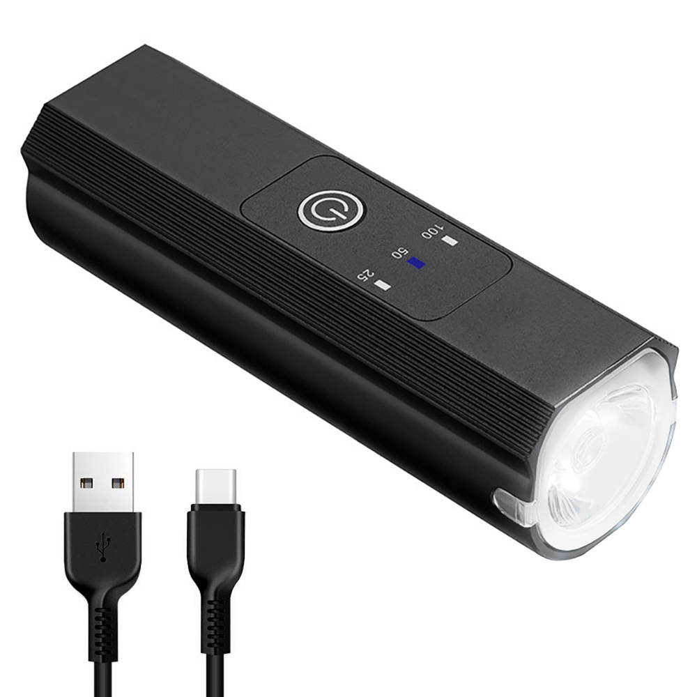 LED USB PREMIUM přední světlo na kolo, XM-L T6 CREE LED, 400lm, 5 režimů svícení, baterie 2200mAh, hliník
