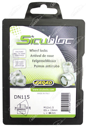 Zajišťovací matice SICUBLOC M12x1,50mm, kužel, zavřená, klíč 19