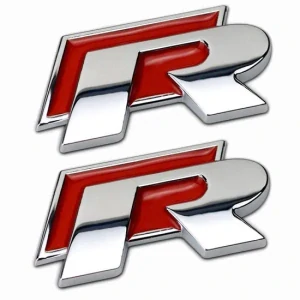 2x Samolepka 3D R-LINE (kratší), barva červená/chrom