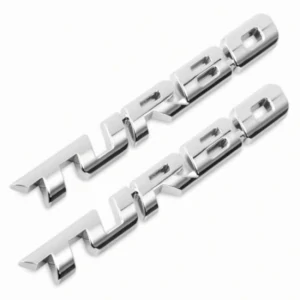 2x Samolepka 3D TURBO, barva chrom