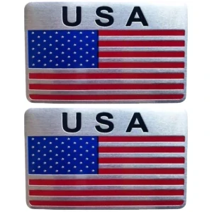 2x Samolepka 3D USA, barva chrom