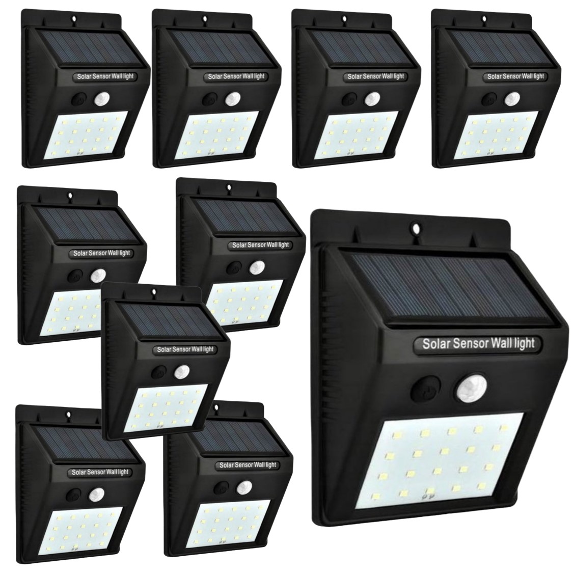 Sada 10ks solární světlo s detektorem pohybu 20 LED 40W 120°