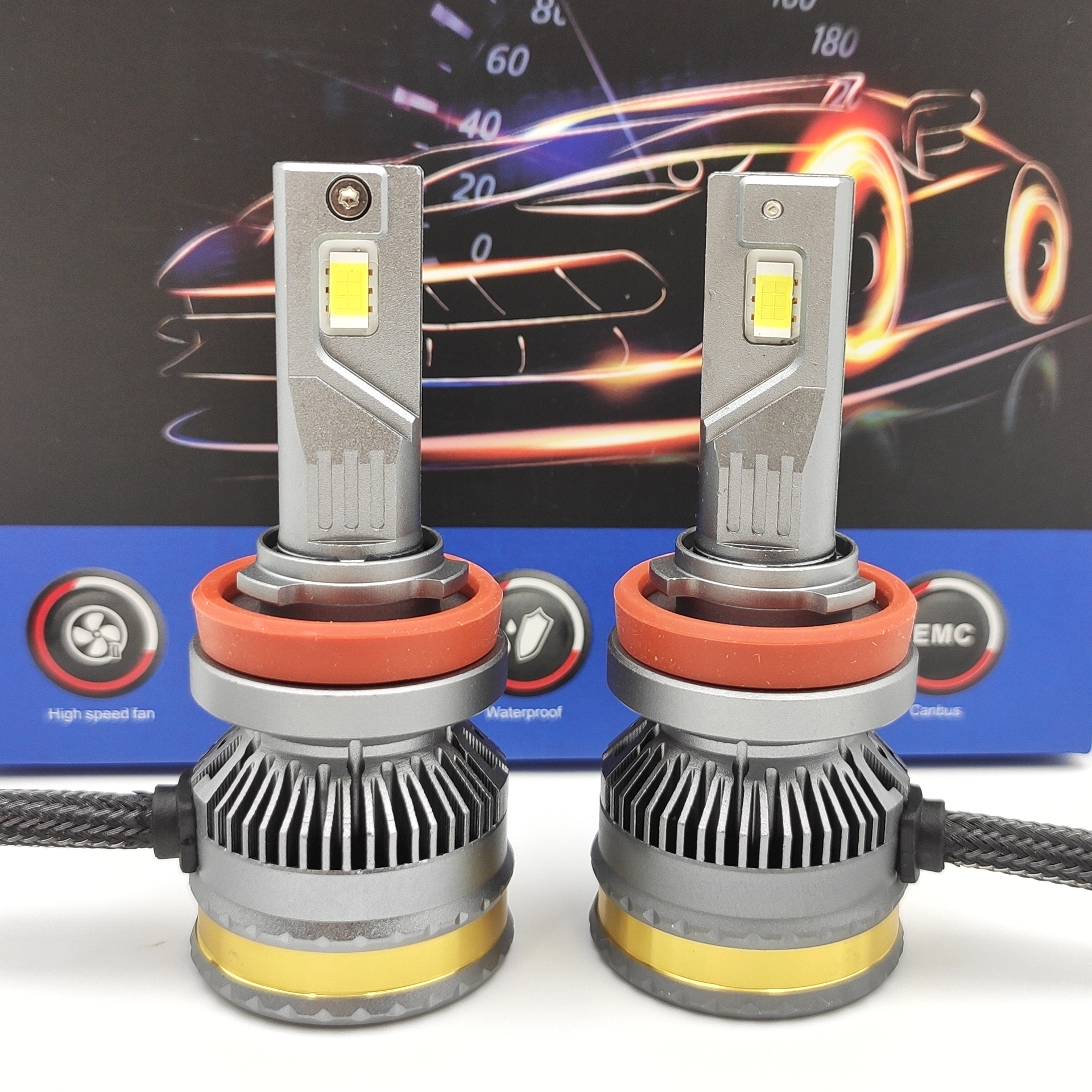 LED autožárovka H11 6000K 25000lm 2x100W CANBUS, sada 2ks